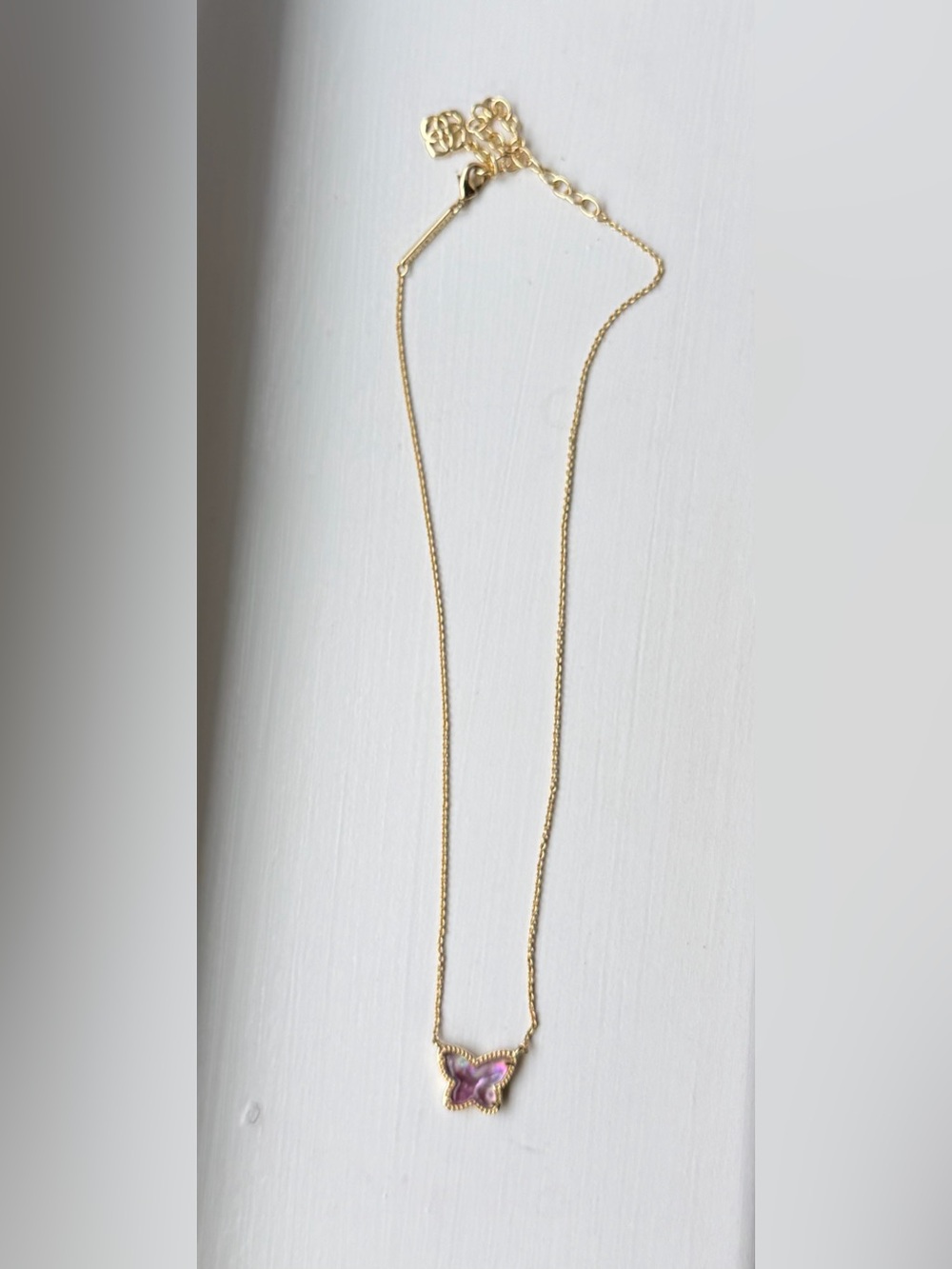 Kendra Scott Gold Butterfly Pendant Necklace with Pink Inlay